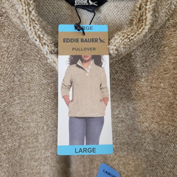 Eddie Bauer Jackets & Blazers - Eddie Bauer Women Large Beige 1/4 Button Pullover Sweater NWT $74.99 NEW Pumice